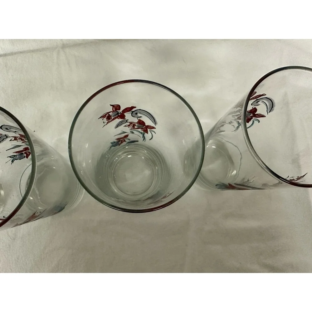 Red Daffodil Flower Glasses Tumblers 6.25